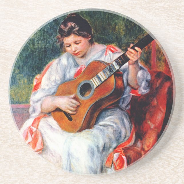 Kvinnor som spelar Guitar av Pierre Renoir Underlägg Sandsten (Framsidan)
