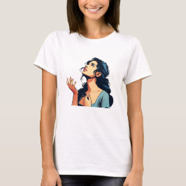Kvinnor som Tittar upp och ber till Guds illustrat T Shirt