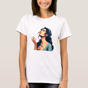Kvinnor som Tittar upp och ber till Guds illustrat T Shirt