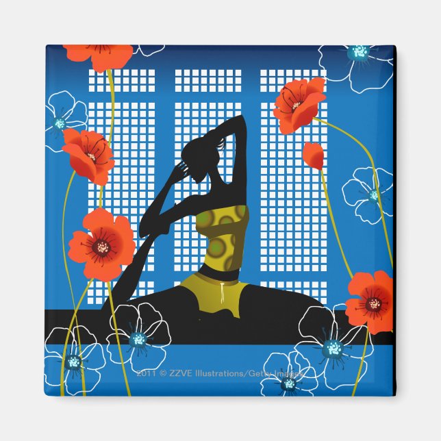 Kvinnor som utövar yoga magnet (Framsidan)