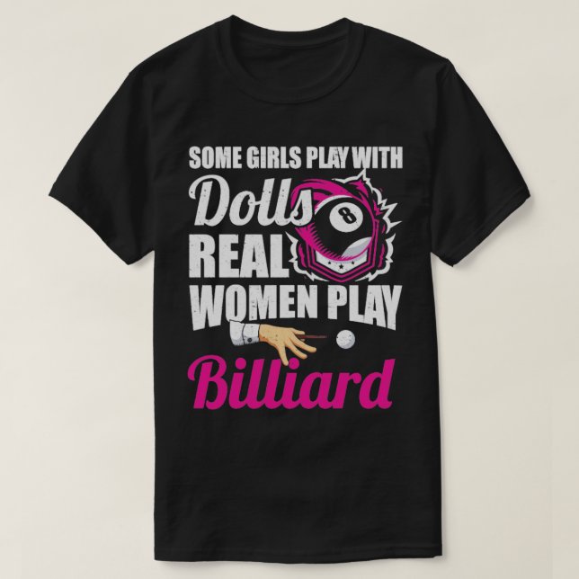 Kvinnor spelar Billiards Player Bassäng Billiard T Shirt (Design framsida)