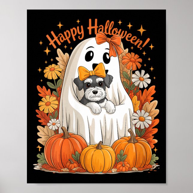 Kvinnor spöke håller Miniature Schnauzer Hund Poster (Framsidan)