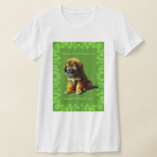 Kvinnor St Patricks Day TibetanMastiff Puppy Tshir T Shirt (Laydown)