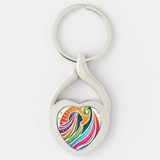 Kvinnor Stigning hjärta Twisted Heart Silverfärgad Nyckelring (Framsidan)