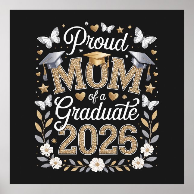 Kvinnor Stolt mamma till en 2026 examen Poster (Framsidan)