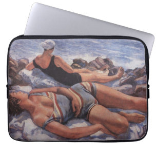 Kvinnor Sunbad på stranden (av Serebriakova) Laptop Fodral