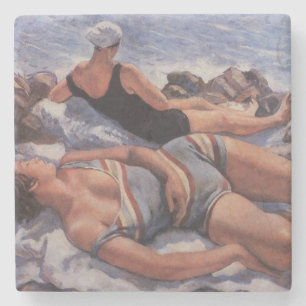 Kvinnor Sunbad på stranden (av Serebriakova) Stenunderlägg