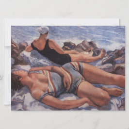 Kvinnor Sunbad på stranden Kort