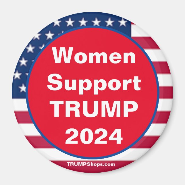 Kvinnor Support TRUMP 2024 Red Magnet (Framsidan)