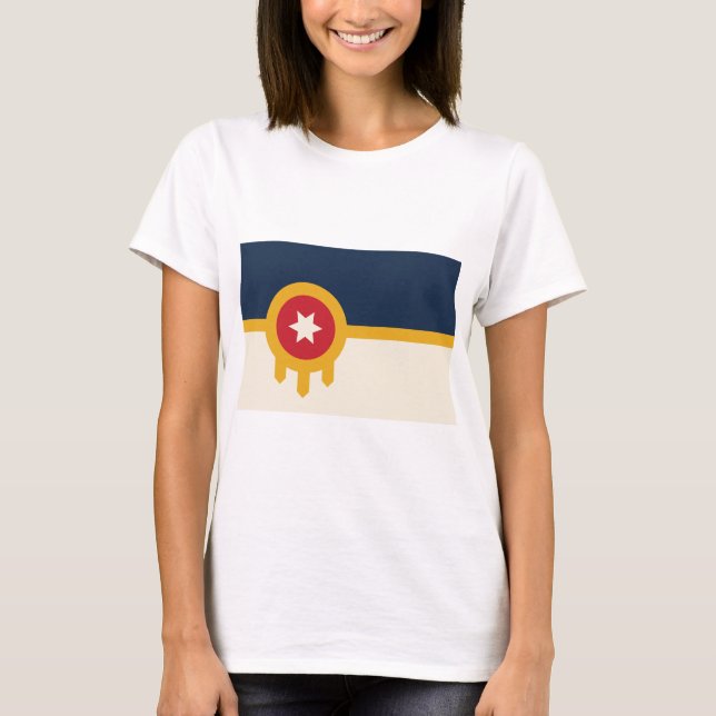 Kvinnor T Shirt med Flagga av Tulsa, Oklahoma (Framsida)