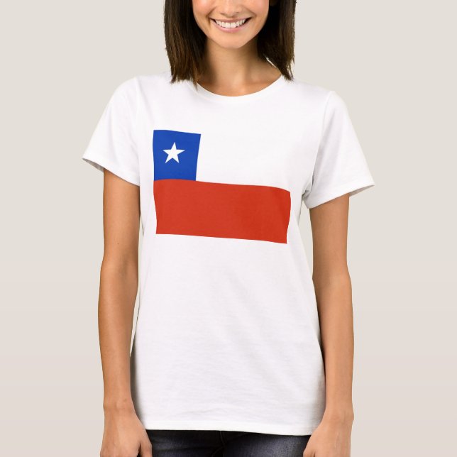 Kvinnor T Shirt med Flagga Chile (Framsida)