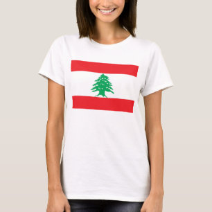 Kvinnor T Shirt med Flagga från Libanon
