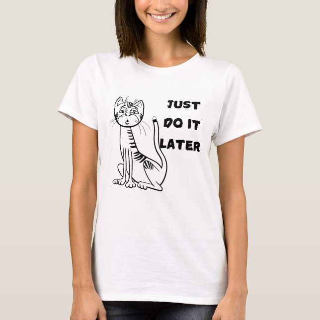 Kvinnor T-Shirt med lat katt (Framsida)
