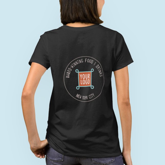 Kvinnor T-Shirt med Logotyp av Anpassningsbar på f (MISOOK Black T-Shirt with Logo on Back)
