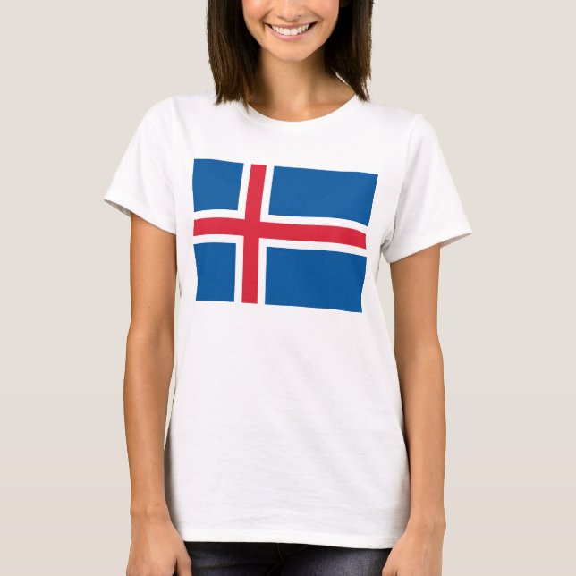Kvinnor T skirt med Flagga av Island T Shirt (Framsida)