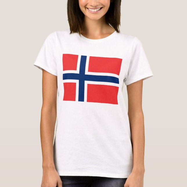 Kvinnor T skirt med Flagga av Norge T-shirt (Framsida)