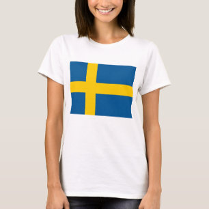Kvinnor T skirt med Flagga av Sverige Tee Shirt
