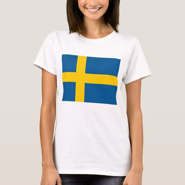 Kvinnor T skirt med Flagga av Sverige Tee Shirt (Framsida)