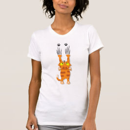 Kvinnor T- skirt med gult - orange katt T Shirt