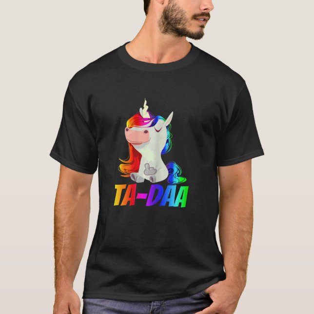 Kvinnor TA DAA Mitten Finger Rainbow Unicorn T Shirt (Framsida)