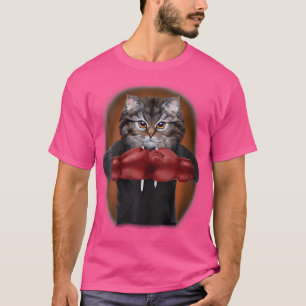 Kvinnor Tabby katt som boxingmästare i boxerhandsk T Shirt