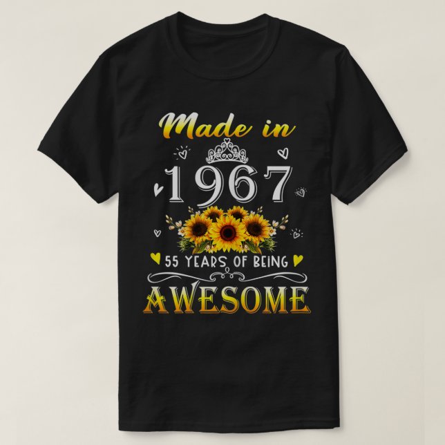 Kvinnor tillverkade 1967 Solrosdagen 55 dagar O T Shirt (Design framsida)