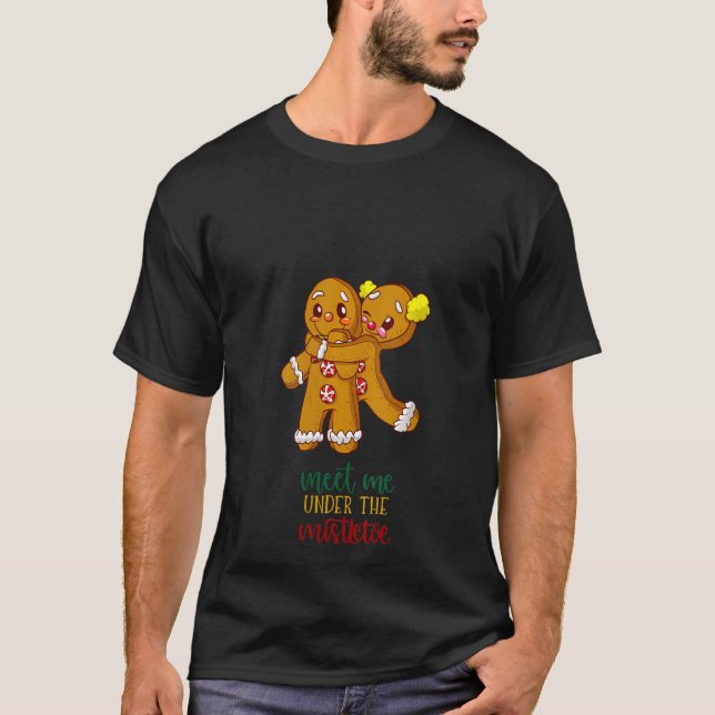 Kvinnor träffade mig under Mistletoe Gingerbröd Co T Shirt (Framsida)