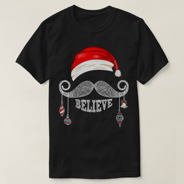 Kvinnor tror jultomten Mustache med Ornam T Shirt (Design framsida)