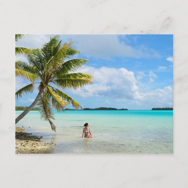 Kvinnor under handflatan träd i Stillahavets vykor Vykort (Framsida)