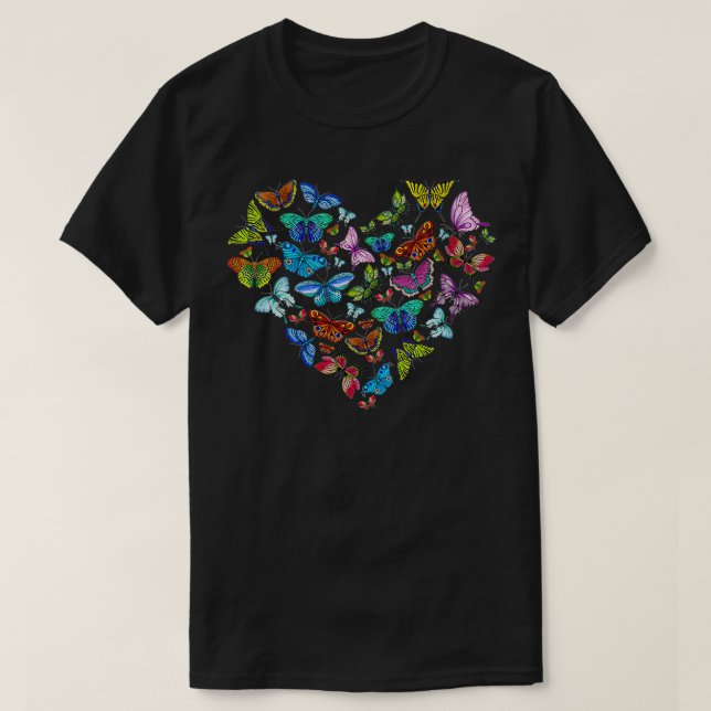 KVINNOR Valentine Butterfly Heart Valentine Day L T Shirt (Design framsida)