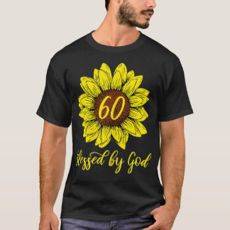 Kvinnor välsignade av Gud 60 år, födelsedagssolros T Shirt