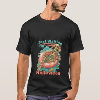 Kvinnor väntar bara på Halloween Skeleton Bassäng T Shirt