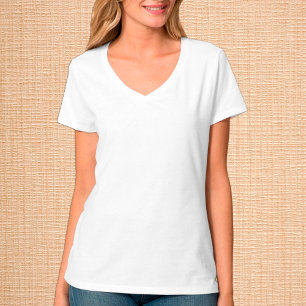 Kvinnor White V-Nacke T-Shirt / Anpassa
