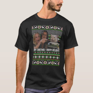 KVINNOR Yelling at a cat Memly Ugly jul Sweater T Shirt