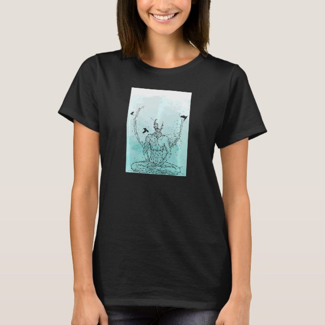 Kvinnor Yoga Bird Motivational Meditation är ett s T Shirt (Framsida)