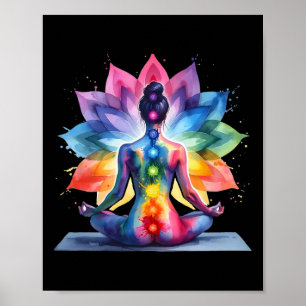 Kvinnor Yoga Meditation Andlig Kroppsenergi Chakra Poster