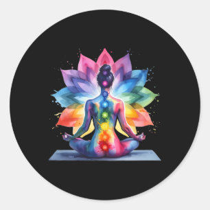 Kvinnor Yoga Meditation Andlig Kroppsenergi Chakra Runt Klistermärke