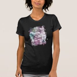 *~* Kvinnor Zen Buddha Flowers Pastel Black T-Shir T Shirt