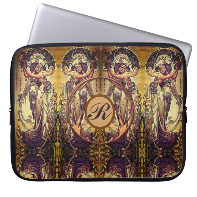 Kvinnoreklam i art nouveau elegant laptop fodral (Framsidan)