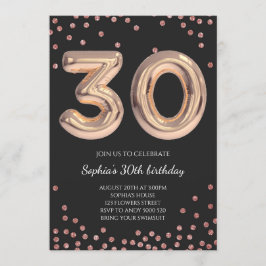 Kvinnorna 30års födelsedag 30 Ro Guld Elegant Inbjudningar
