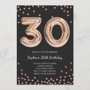 Kvinnorna 30års födelsedag 30 Ro Guld Elegant Inbjudningar