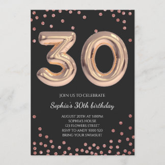 Kvinnorna 30års födelsedag 30 Ro Guld Elegant Inbjudningar