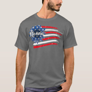 Kvinnorna 4:e juli Solros Nonno American Flagga P T Shirt