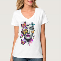 Kvinnorna ansikte och fjärilar, fantasi