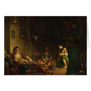 Kvinnorna av Algiers i deras Harem, 1847-49 Hälsningskort