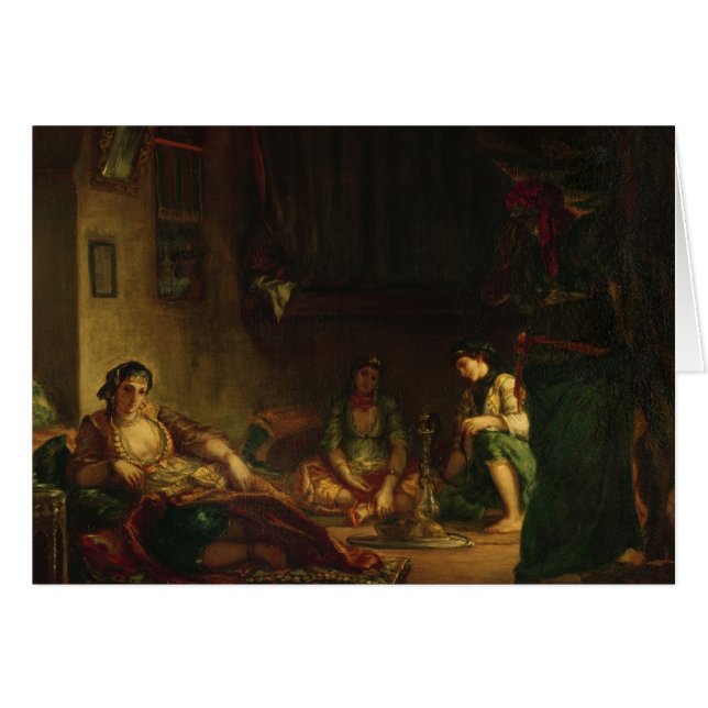Kvinnorna av Algiers i deras Harem, 1847-49 Hälsningskort (Framsidan Horizontal)