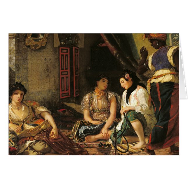 Kvinnorna av Algiers i deras lägenhet, 1834 Hälsningskort (Framsidan Horizontal)