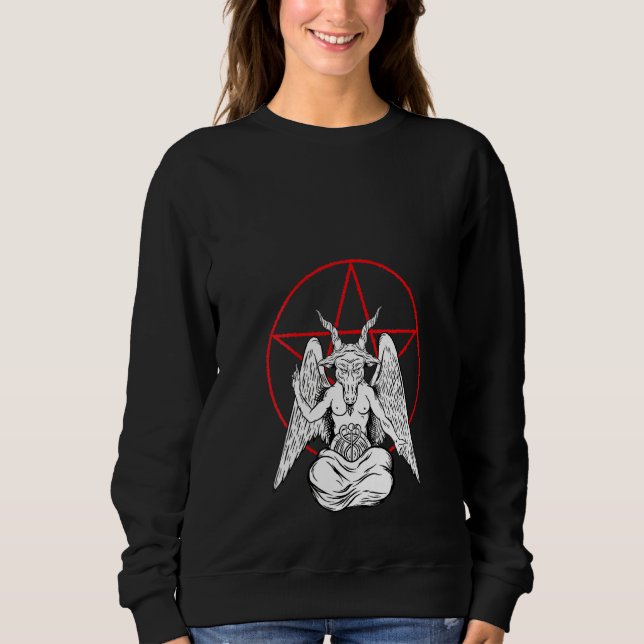 Kvinnorna Baphomet Praying Demon Satanic Lucifer B T Shirt (Framsida)
