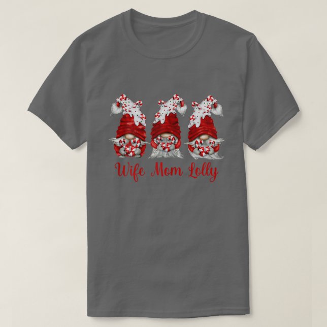 Kvinnorna Candy cane Gnome Makfe Mamma Personalize T Shirt (Design framsida)