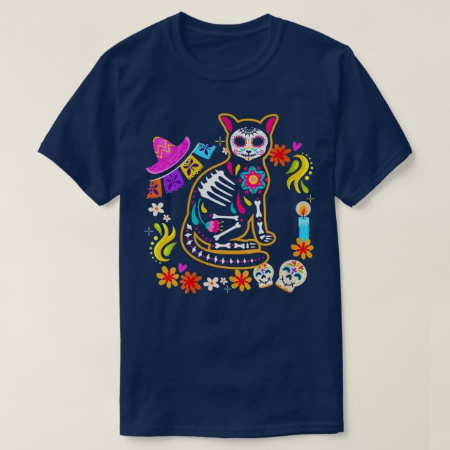 Kvinnorna Chihuahua Skeleton Mexikanska dagen mot  T Shirt (Design framsida)